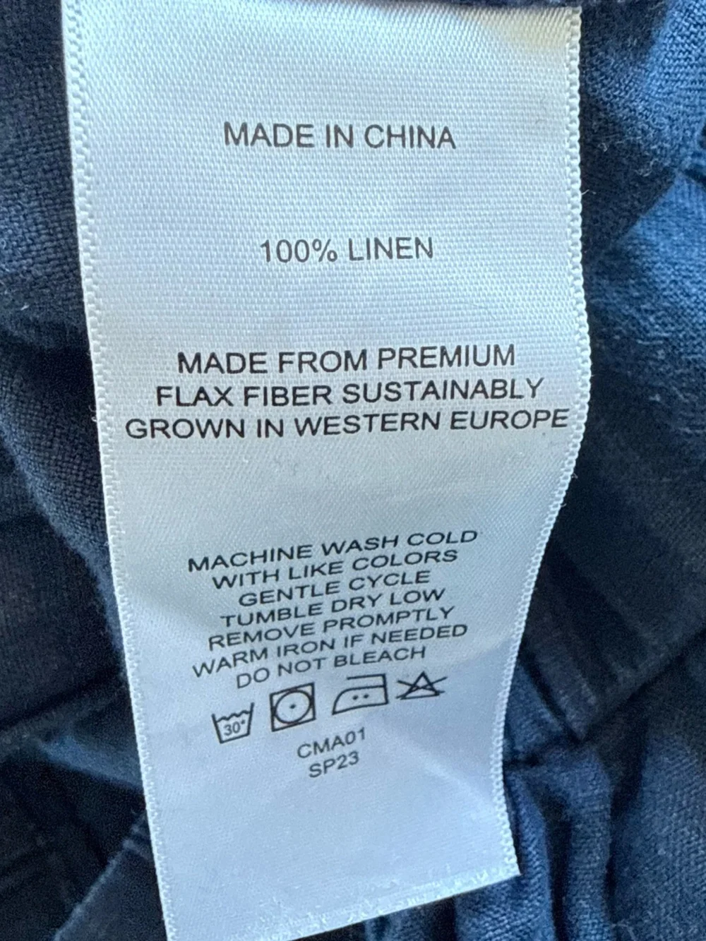 Quince 100% European Linen Pants Navy Blue Elastic Waist Wide Leg XL Womens